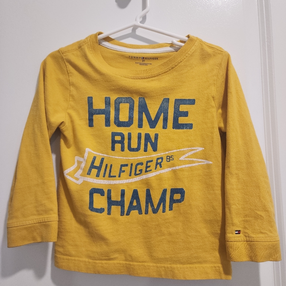 3t Tommy Hilfiger yellow shirt Baseball Athlete Athletic Spring Ball Sporty
